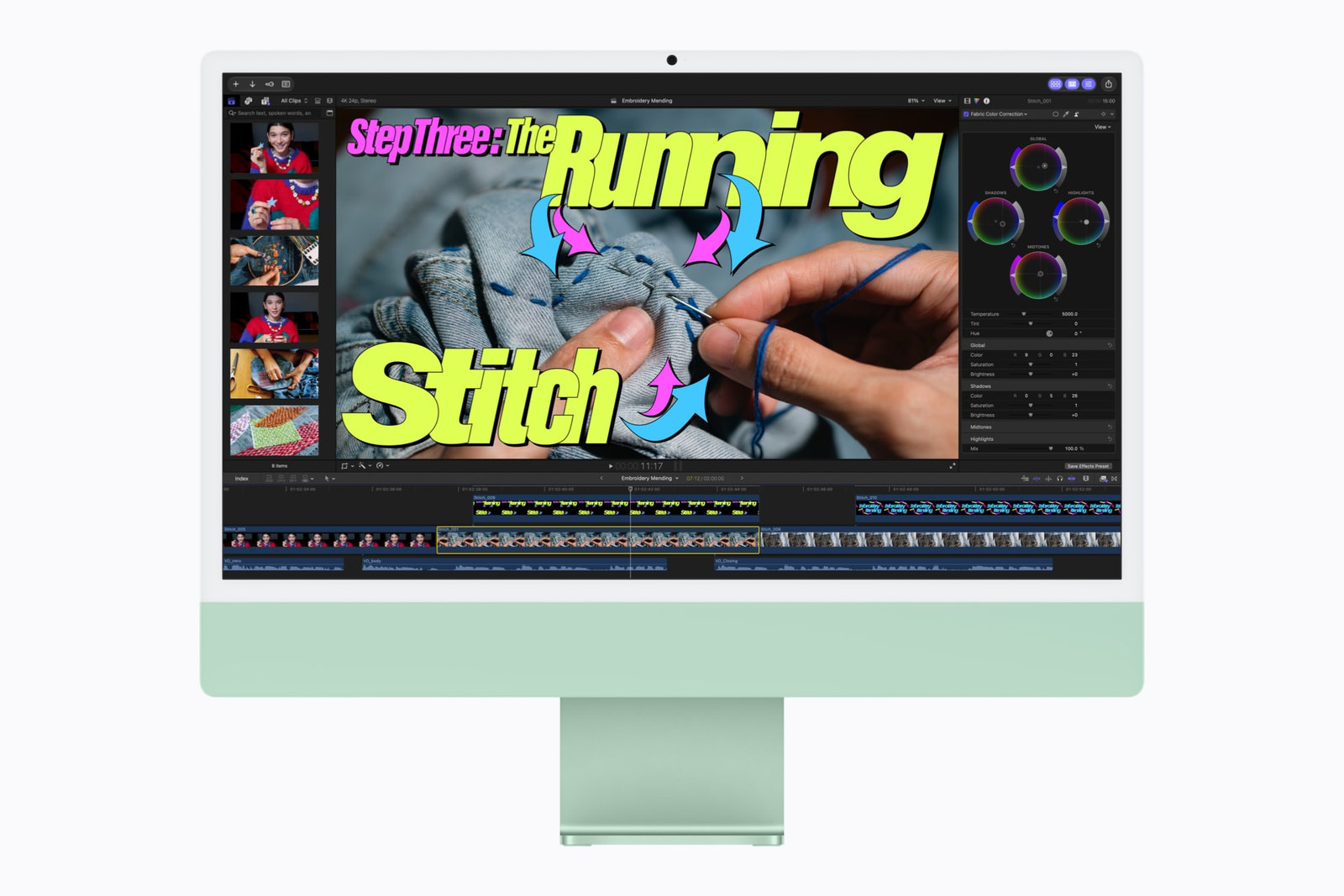 A video being edited in Final Cut Pro on the M6 iMac